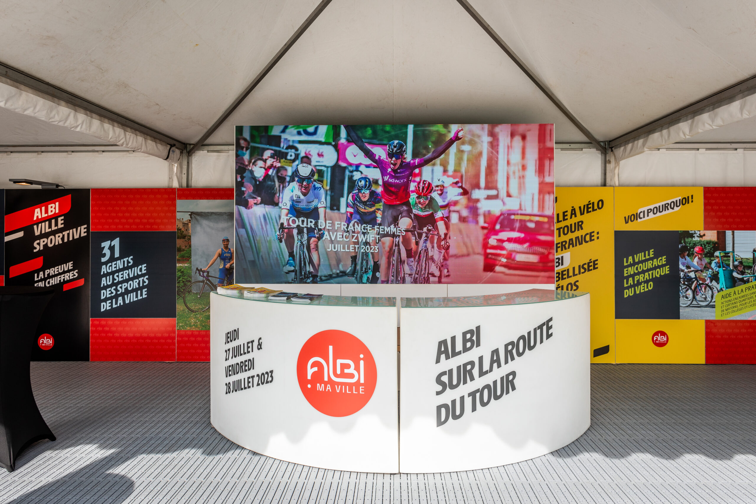 montage stand mairie evenement sportif occitanie