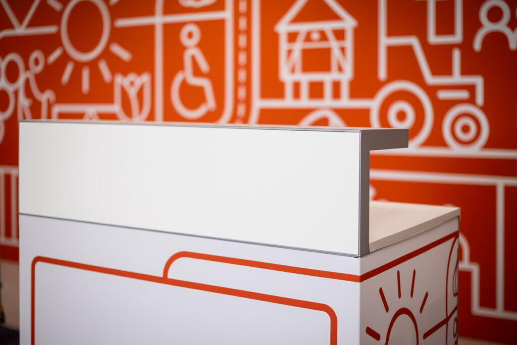 Banque d’accueil personnalisée pour événement professionnel